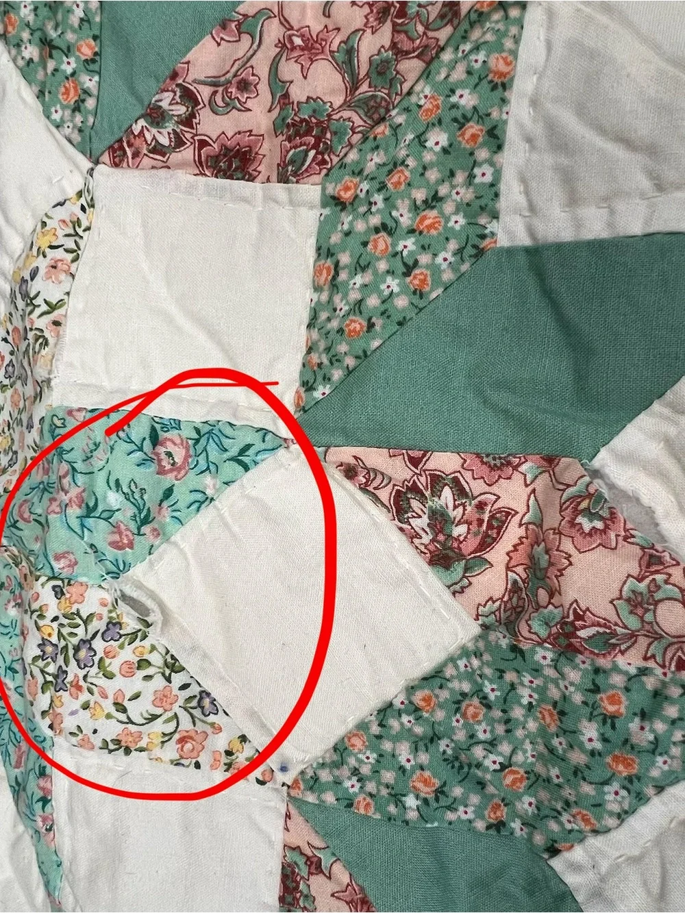 Handmade Vintage Eighth Point Star Patchwork Quilt Multicolor 85”x93” FLAW